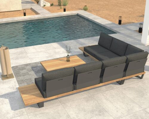 Emerald modular lounge set anthracite - teak platforms outdoor _01